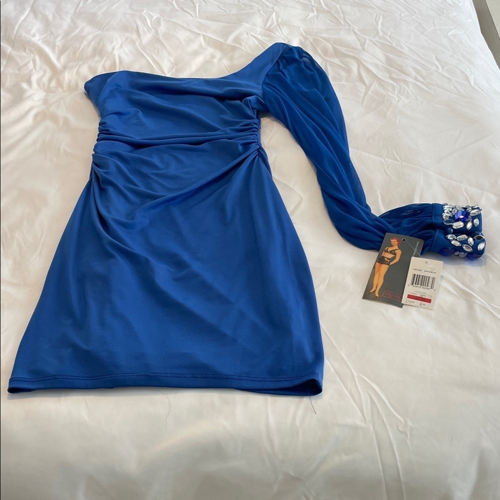 Ruby Rox Vibrant Blue One-Shoulder Dress - Picture 6 of 6